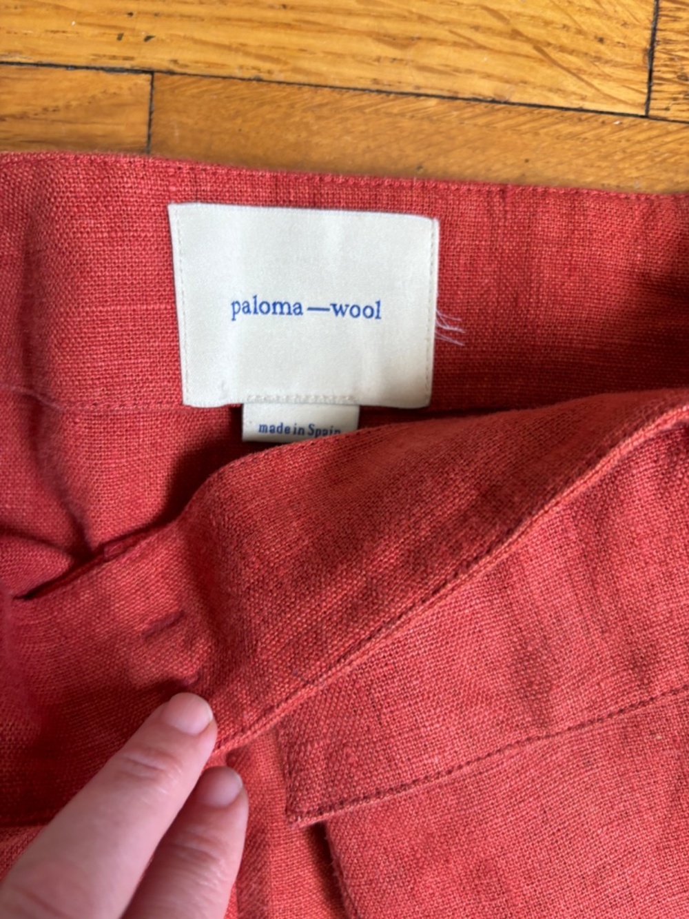 Paloma Wool Linen Midi Skirt | Burnt Orange | XS 36 | Pocket Belt - Picture 9 of 12